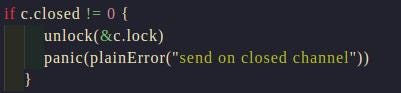 Go runtime chansend branch that panics when code sends to a closed channel